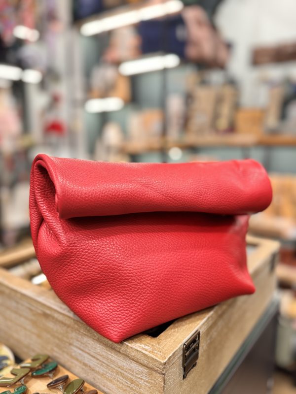 Τσάντα δερμάτινη Clutch Κόκκινο