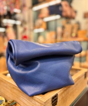 Τσάντα δερμάτινη Clutch Μπλε