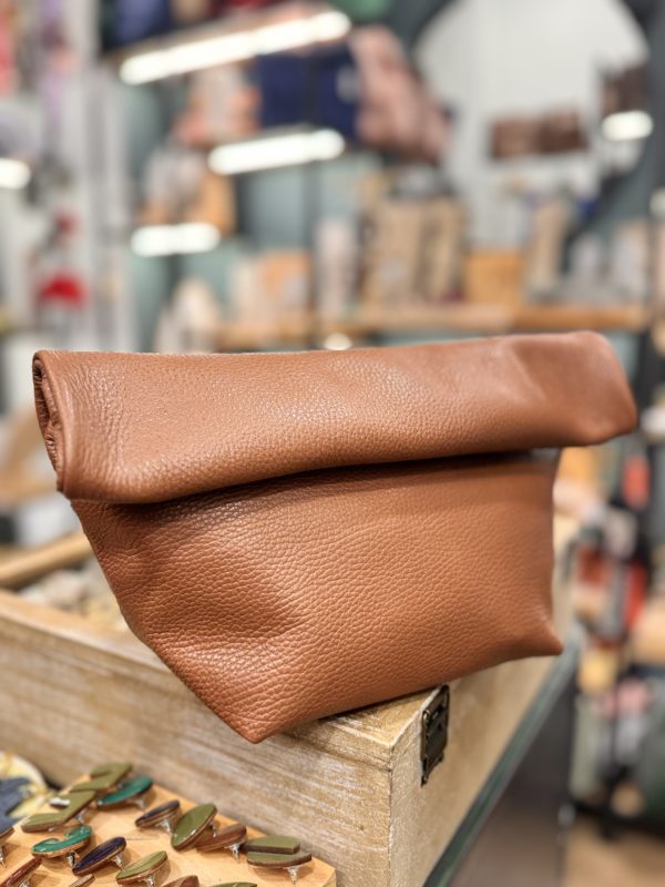 Τσάντα δερμάτινη Clutch Ταμπά