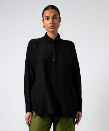 Γυναικείο Πουκάμισο Μακρυμάνικο Oversized Μαύρο 2