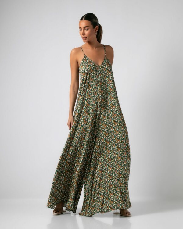 Floral Print Jumpsuit Green