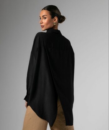 Πουκάμισο Oversized Άνοιγμα Στην Πλάτη Μαύρο 4