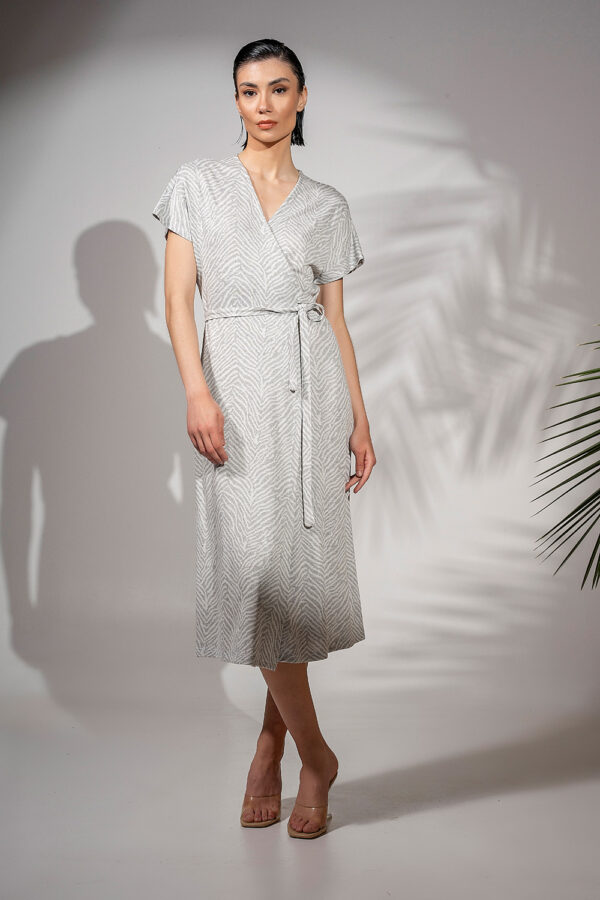 Wrap Midi Dress with Short Sleeves