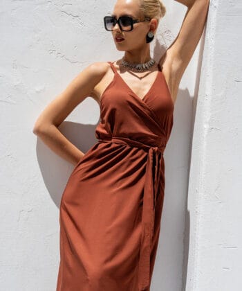 Φόρεμα Kρουαζέ Tιράντα Σοκολατί 4