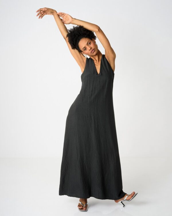 Maxi Sleeveless V Neck Dress Black