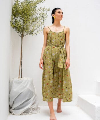 Φόρεμα V πλάτη Πράσινο Ψαράκια 5