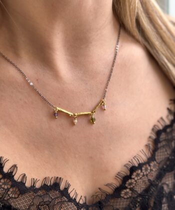 3 Bars Νecklace Semiprecious Zircon Stones