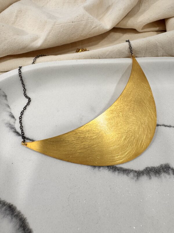 Gold-Plated Geometric Pendant with Black Chain