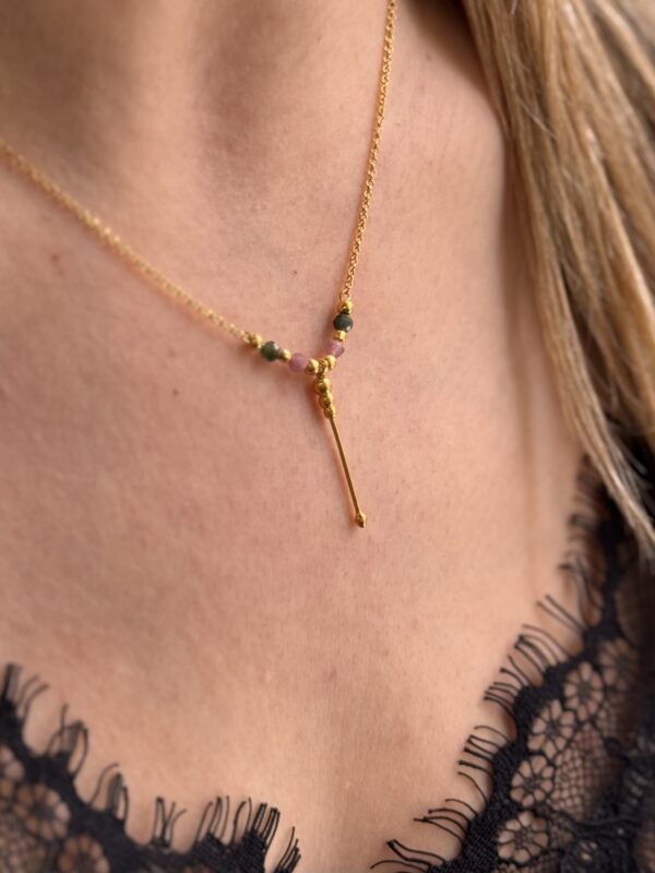 Gold Plated Silver Pendant Semiprecious stones tourmaline