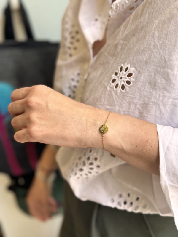 Gold Plated Stainless Steel Disk Evil Eye