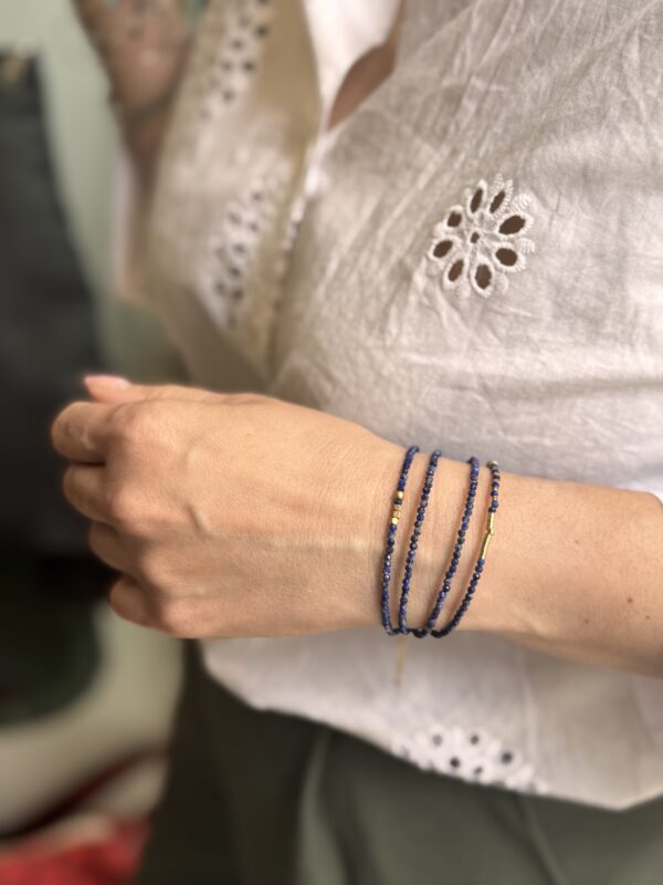 Gold Plated Stainless Steel Bracelet Lapis Lazuli 2