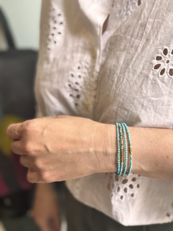 Gold Plated Stainless Steel Bracelet Turquoise stones