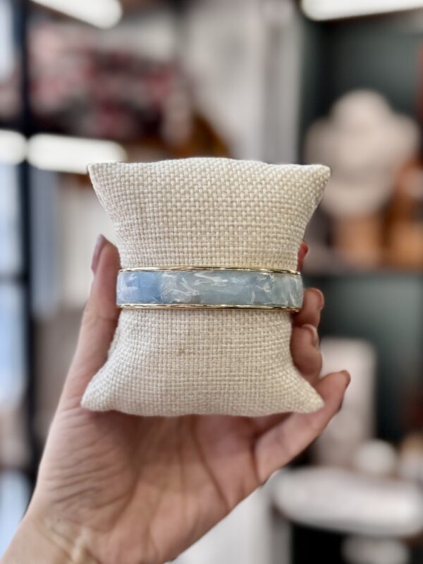 Cuff Bracelet Gold Plated Polymer Clay Baby Blue
