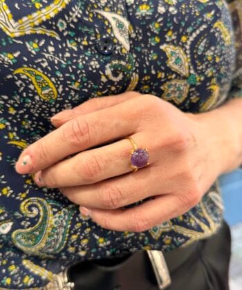 Δαχτυλίδι ασήμι επίχρυσο ημιπολύτιμη πέτρα Αμέθυστος 1