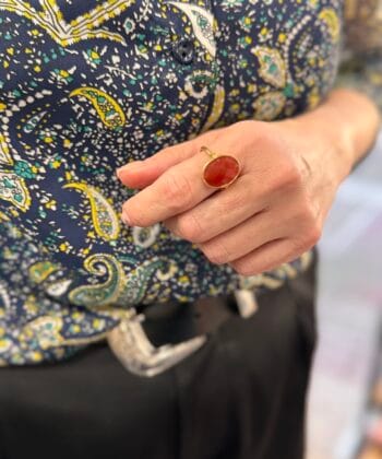 Δαχτυλίδι ασήμι επίχρυσο ημιπολύτιμη πέτρα Κορνεόλη 2