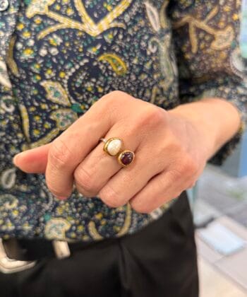 Δαχτυλίδι Ασήμι Ρουμπίνι Μαργαριτάρι 1