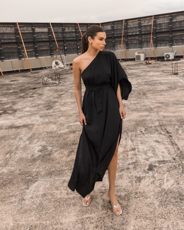 Maxi One Sleeve Dress Black