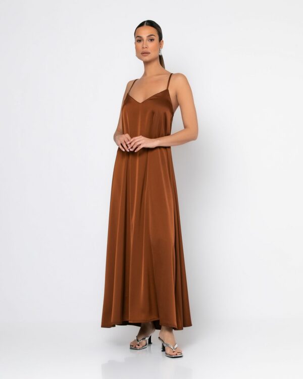 Maxi Lingerie Satin Dress Brown