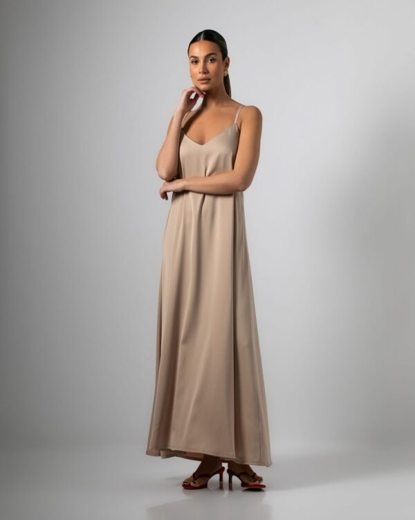 Maxi Lingerie Satin Dress Beige