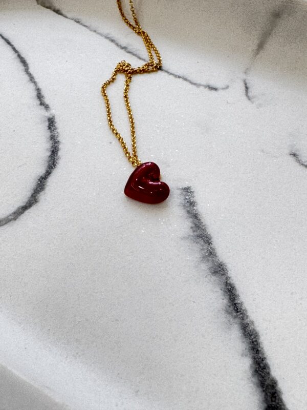 Gold Plated Sterling Silver Red Heart Pendant
