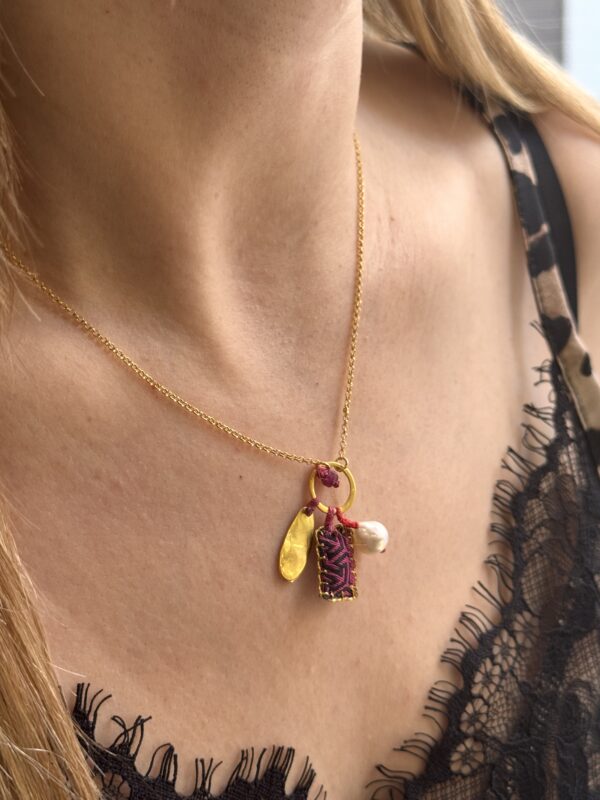 Gold Plated Charm Pendant Purple Fresh Water Pearl 4