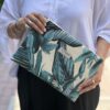 Petrol Leaves Print Clutch Bag