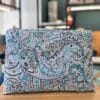 Paisley Print Clutch Bag Blue Accents
