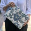 Flower Print Clutch Bag Blue