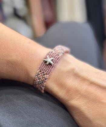 Χειροποίητο Βραχιόλι Boho Macrame Αστερίας Ροζ 1