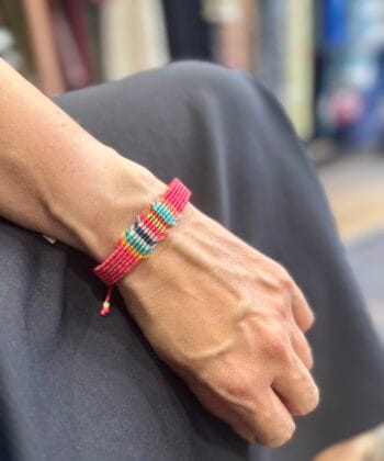 Χειροποίητο Βραχιόλι Boho Macrame Φούξια