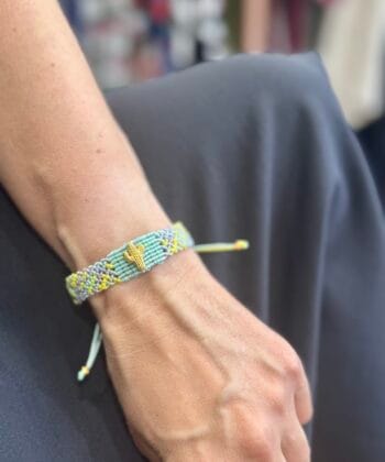 Χειροποίητο Βραχιόλι Boho Macrame Κάκτος Γαλάζιο Λιλά 1