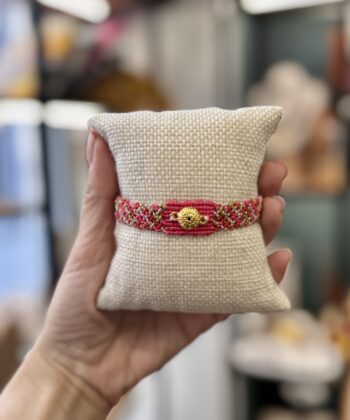 Χειροποίητο Βραχιόλι Boho Macrame Κοχύλι Κοραλί Ροζ 1
