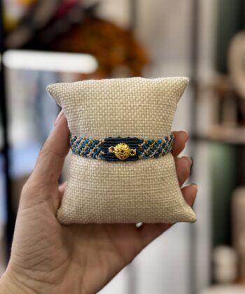 Χειροποίητο Βραχιόλι Boho Macrame Κοχύλι Μπλε Χρυσό 1