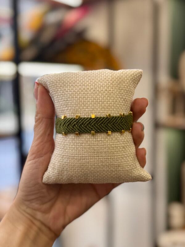 Handmade Boho Macrame Bracelet Olive Green
