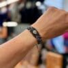 Handmade Boho Macrame Bracelet Grey Spiral Design