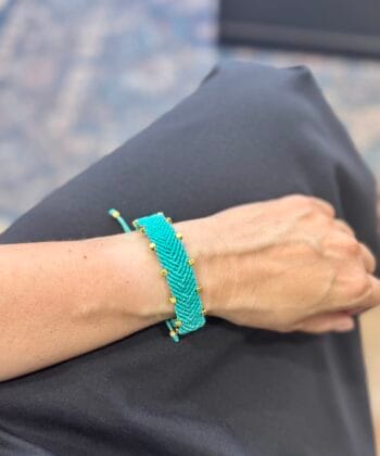 Χειροποίητο Βραχιόλι Boho Macrame Τυρκουάζ 2