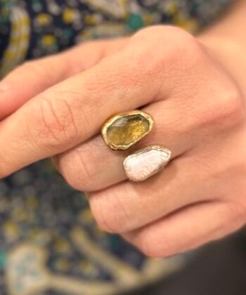 Sterling Silver Ring Ivory Smoky Quartz