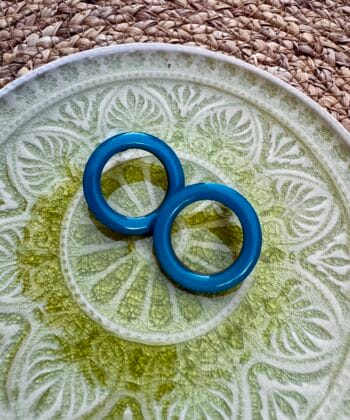 Ξύλινα Σκουλαρίκια Donut Πετρόλ