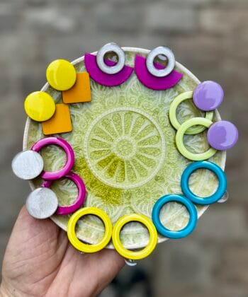 Ξύλινα Σκουλαρίκια Κύκλος Κρίκος Lime Λιλά 2