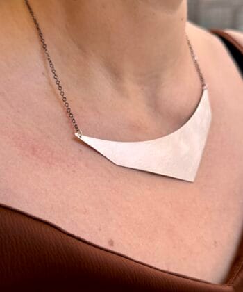 Geometric Silver Plated Pendant Black Chain