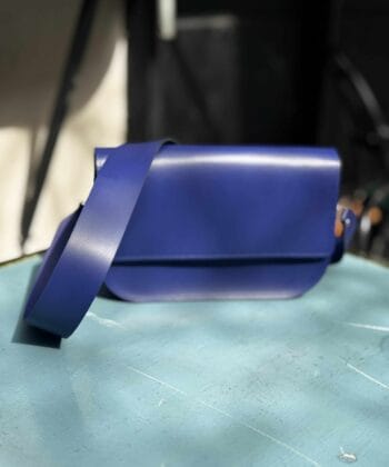 Δερμάτινη Τσάντα Ορθογώνια Μπλε Ρουά 3