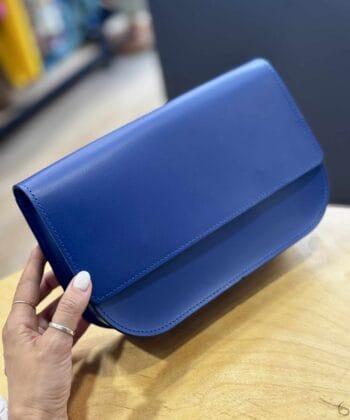 Δερμάτινη Τσάντα Ορθογώνια Μπλε Ρουά 4