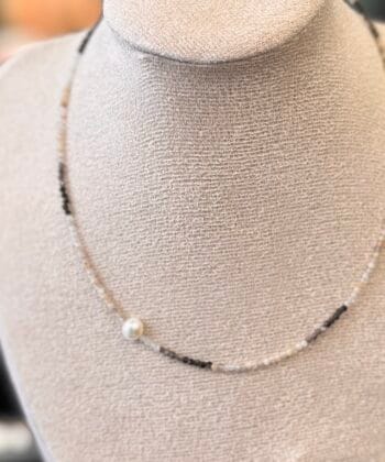 Grey Zircon Stones Pearl Necklace