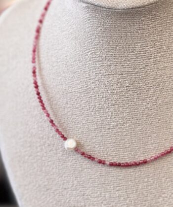 Necklace Semi precious Stone Jade Pearl