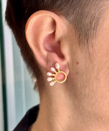 Σκουλαρίκια Επίχρυσα Κύκλος Μαργαριτάρια 1