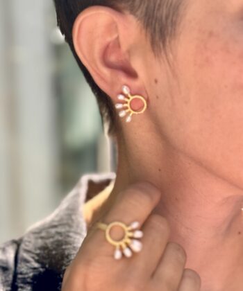 Σκουλαρίκια Επίχρυσα Κύκλος Μαργαριτάρια 2