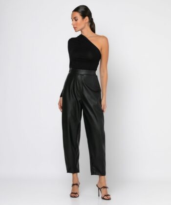 Παντελόνι Δερματίνη Carrot Fit Μαύρο 3