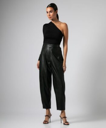 Παντελόνι Δερματίνη Carrot Fit Μαύρο 4