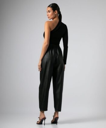 Παντελόνι Δερματίνη Carrot Fit Μαύρο 5