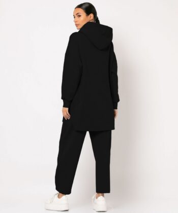 Σετ Φούτερ Κουκούλα Παντελόνι τρούκ Μαύρο 3